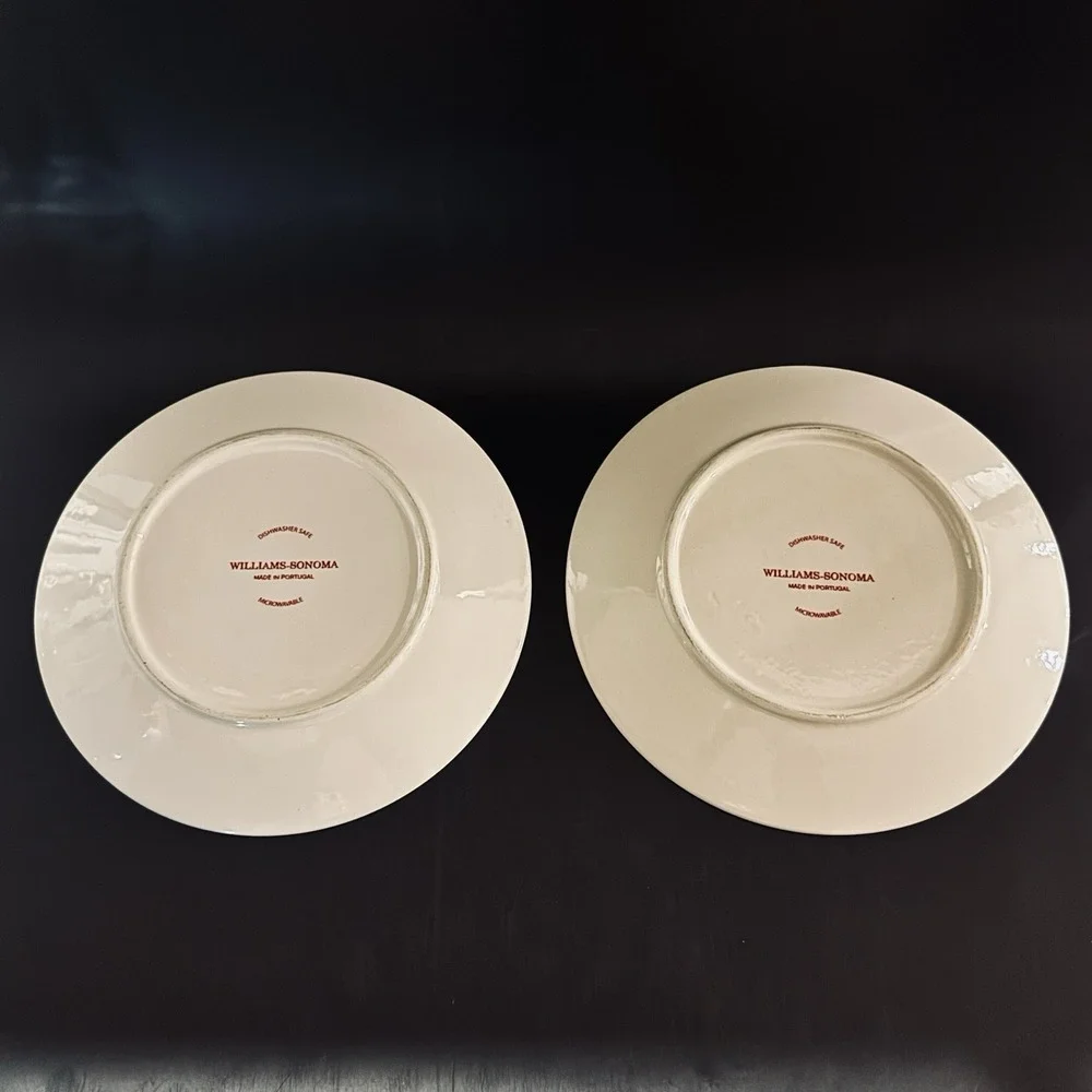 (2) Williams Sonoma Fleur‎ de Lys Red Earthenware Portugal 9